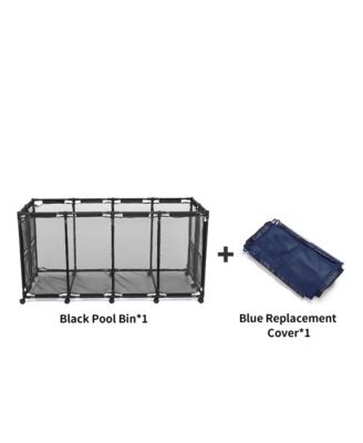 Mesh Pool Floats Storage Metal Frame Extra Large 12 Wheels Rolling Bin Cart with Blue Mesh Cover Replacement Net