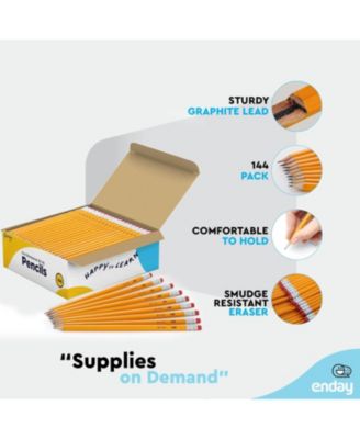 #2 Pencils Bulk - 144 Pack, Pre-Sharpened Wood-Cased Yellow Pencils for Office and Classroom Supplies