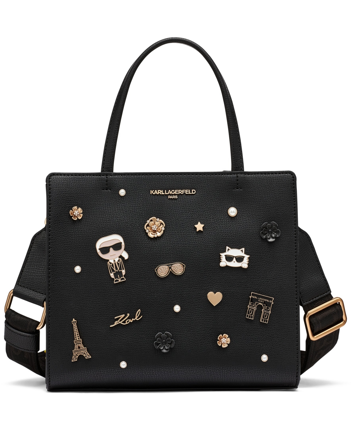 Maybelle Satchel with Pins - Black Multi