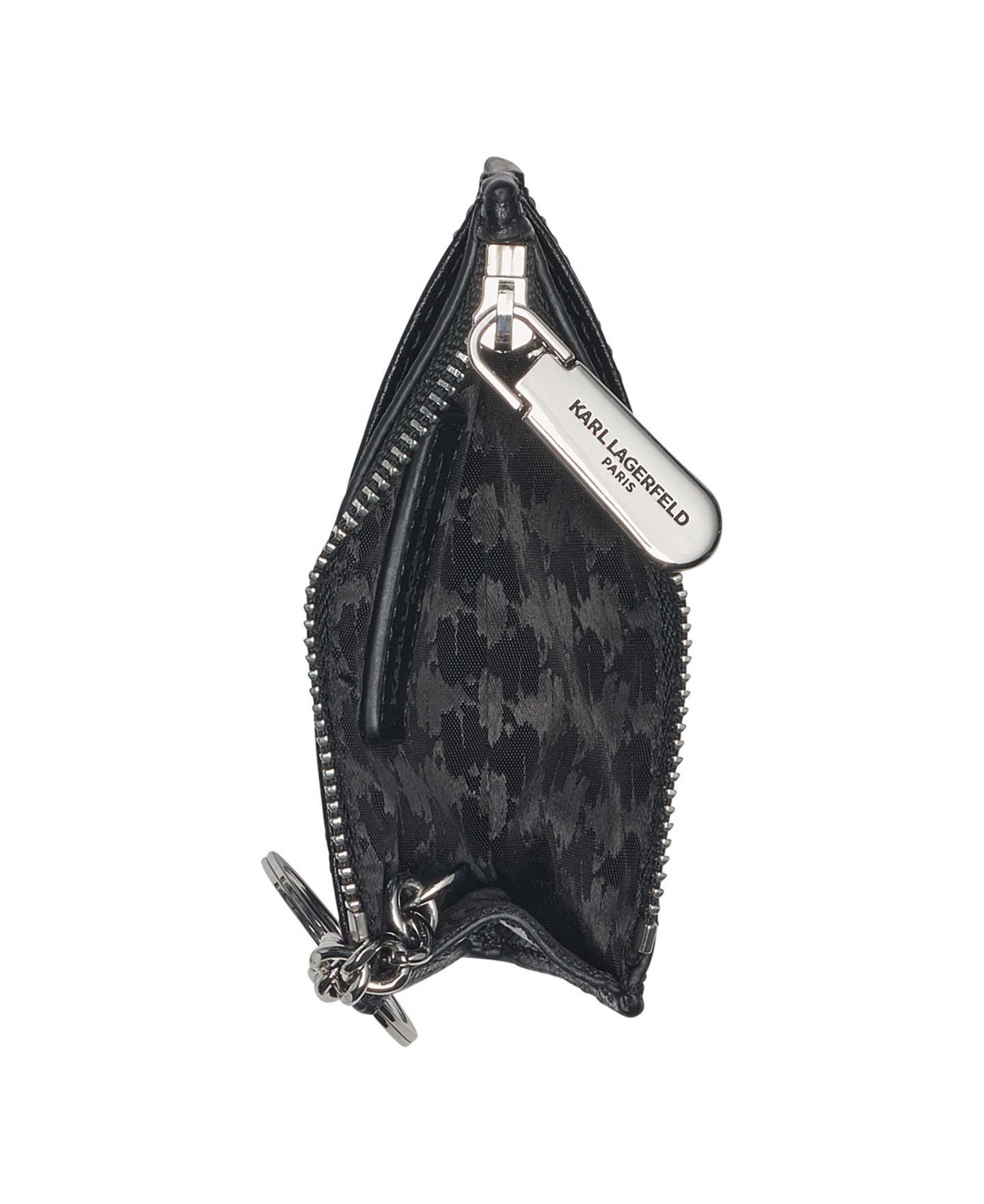 Женский кошелёк KARL LAGERFELD PARIS Key Ring Card Case Wallet, цвет: Чёрный комбинированный — фото 4