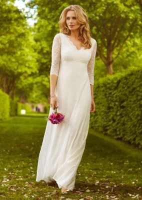 Women's Anya 3/4 Sleeve V-Neck Lace Bridal Gown