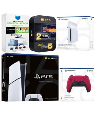 PlayStation 5 Slim Digital Bundle with Disc Drive, Extra Controller, MightySkins Game Collection and 2 Year Extended Warranty