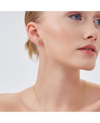 Emerald Color Eye Stud Earring Sterling Silver