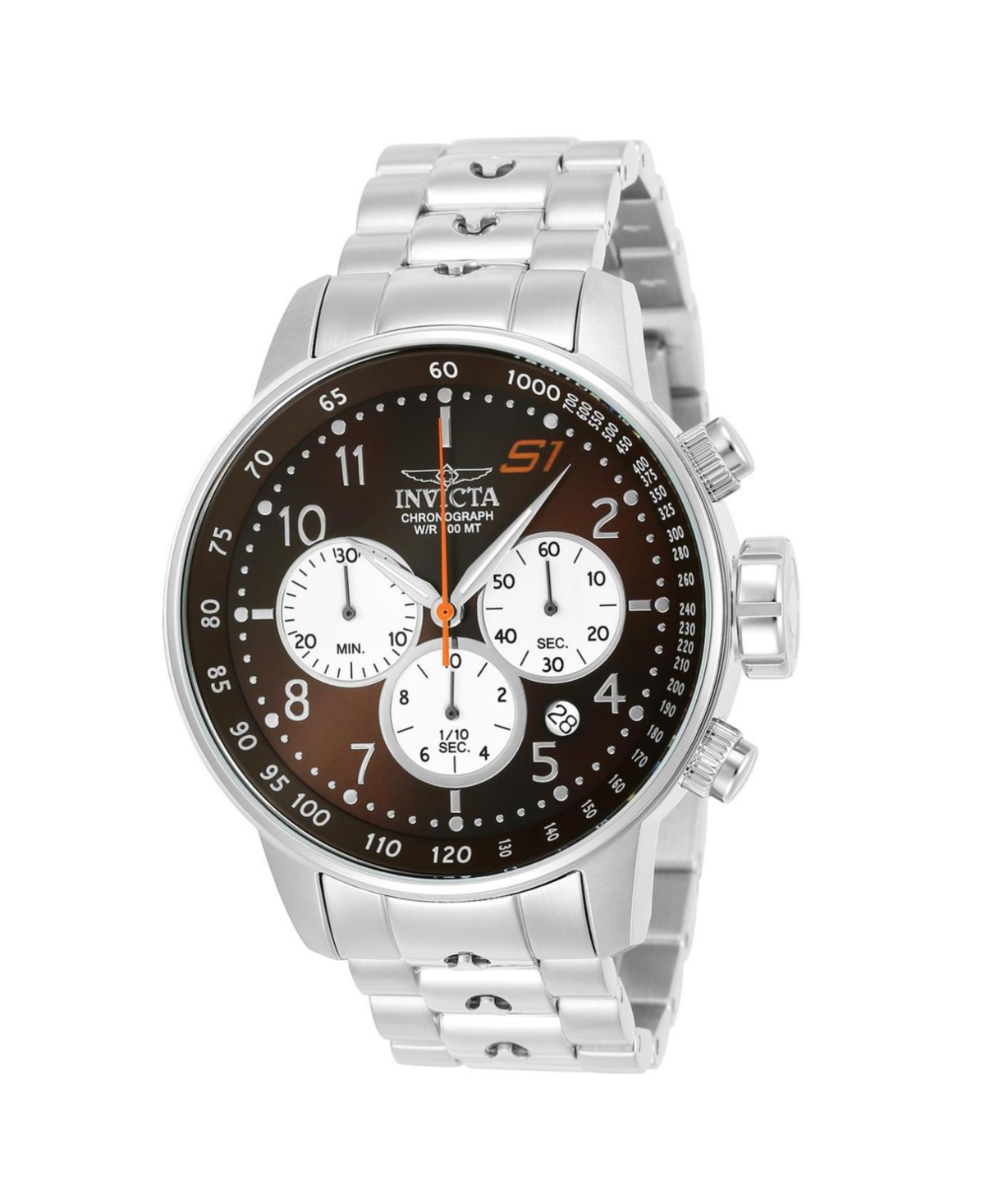 Men's 23081 S1 Rally Quartz Chronograph White, Brown Dial Watch - Brown Overflow