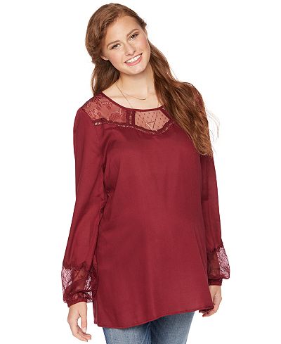 Wendy Bellissimo Maternity Lace-Trim Blouse