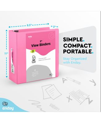 3-Ring Binder with Clear View Cover and 2 Inside Pockets – Heavy Duty Durable Binder for School Supplies, Office Organization, or Home Use – Colored Binder for Documents, Notes, Reports, and More