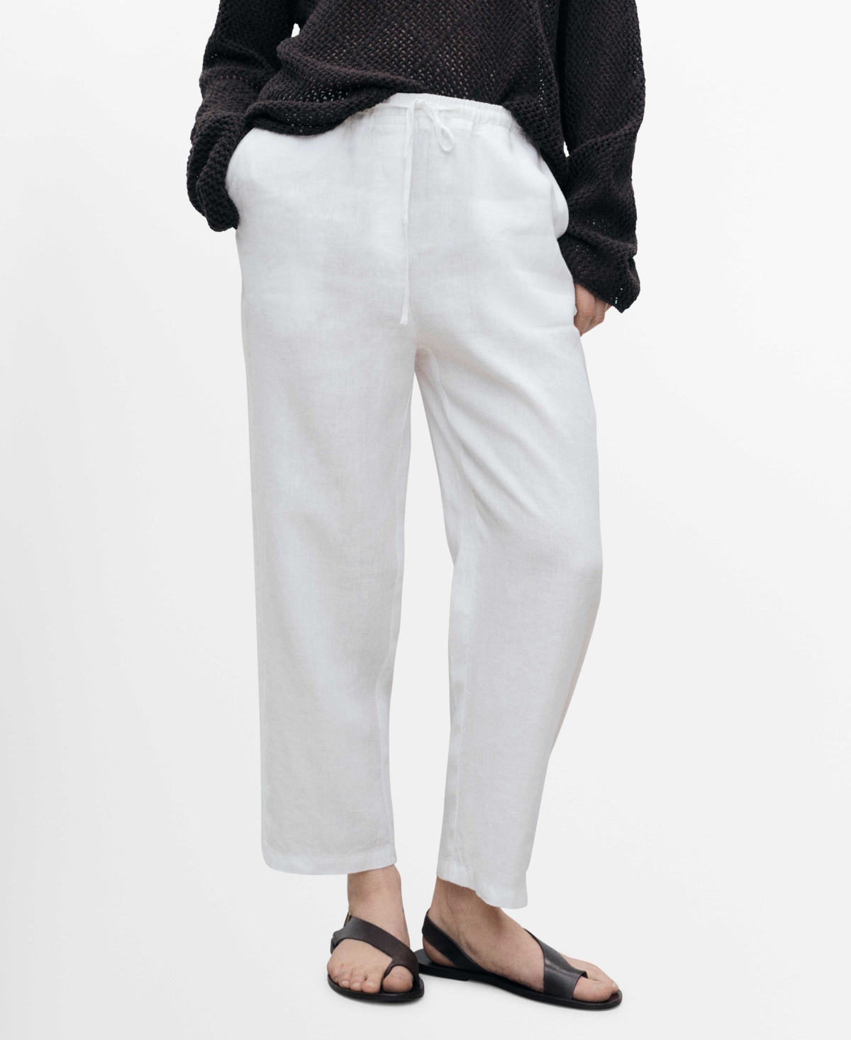 Mango Women's Straight Linen-blend Pants