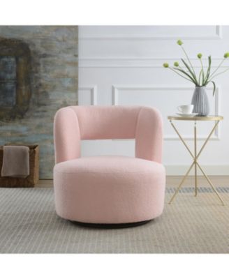 Streamdale Teddy Fabric Swivel Barrel Chair, Comfy for Living Room and Bedroom