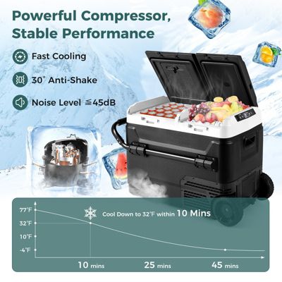 Dual Zone 12V Car Refrigerator for Vehicles Camping Travel Truck RV Boat Outdoor and Home Use-Black