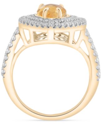 Citrine (2-3/4 ct. t.w.) & Diamond (1 ct. t.w.) Pear Halo Ring in 14k Gold