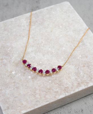 Ruby (1-1/2 ct. t.w.) & Diamond (1/4 ct. t.w.) 17" Collar Necklace in 14k Gold