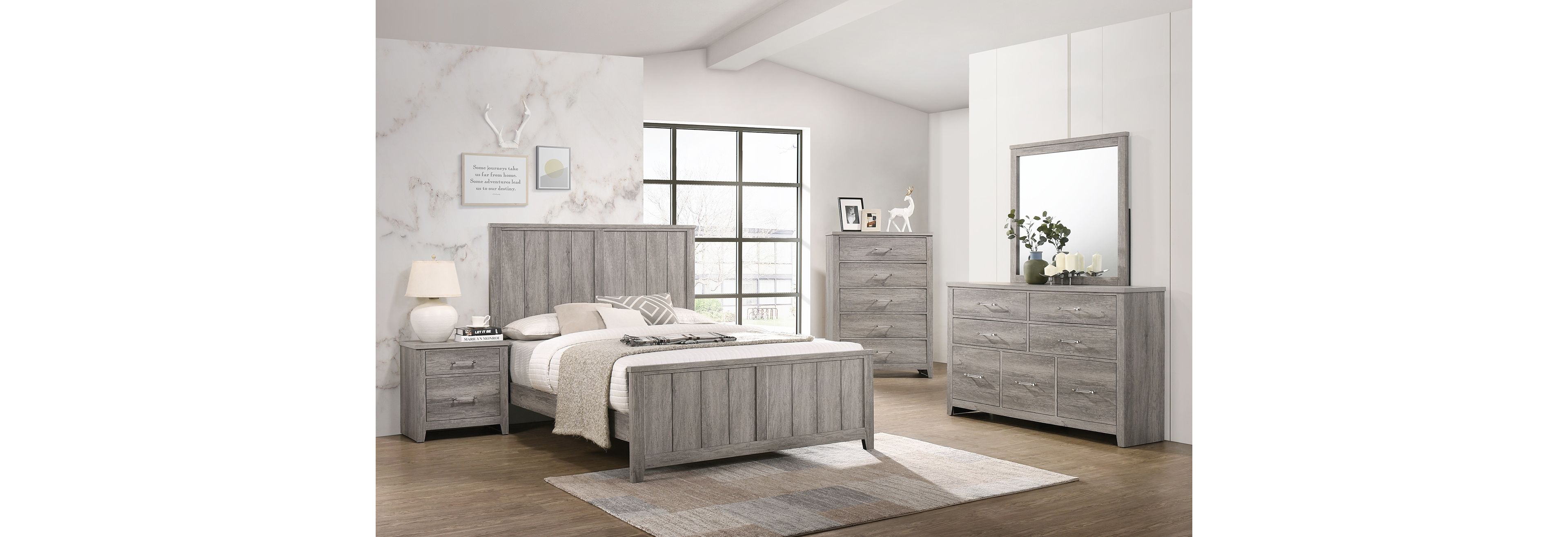 Kings Brand Furniture Harmony 5 Wood Drawer Chest Dresser for Bedroom - Tall & Modern Storage Organizer, Light Oak Gray