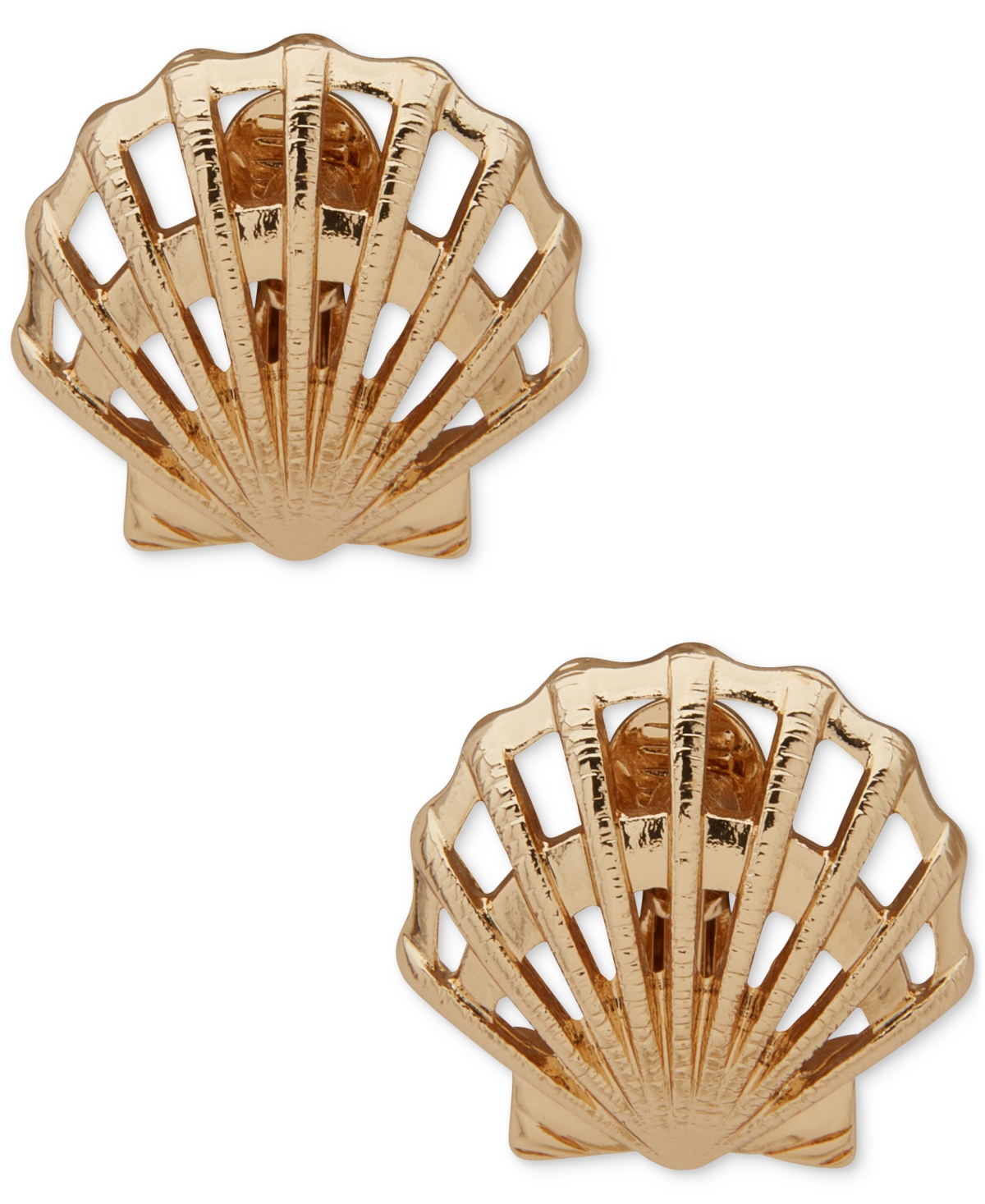 Gold-Tone Shell-Motif Clip-On Button Earrings - Gold