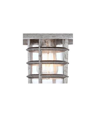 Marlowe 13 1/4" High Farmhouse Rustic Hooded Cage Outdoor Wall Light Fixture Mount Porch House Set of 2 Galvanized