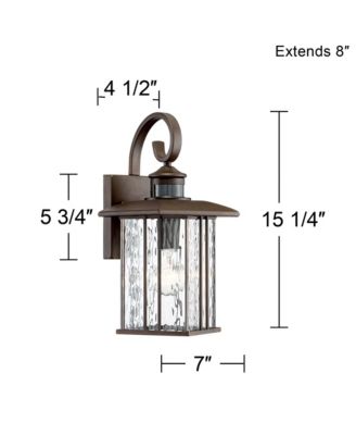 Deaver Modern Outdoor Wall Light Fixtures Set of 2 Bronze Motion Sensor Dusk to Dawn 15 1/4" Water Glass for Exterior
