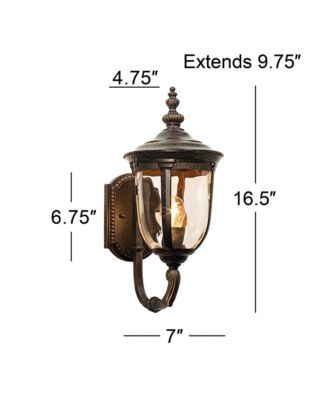 16 1/2" Set of 2 Champagne Glass for Post Exterior Bellagio Rustic Vintage Outdoor Wall Light Fixtures