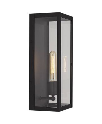 Cornell Modern Outdoor Wall Light Fixtures Set of 2 Sand Black 16" Clear Glass Panels for Post Exterior Barn Deck House