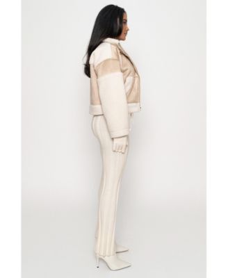 Women's Suede And Sherpa Jacket