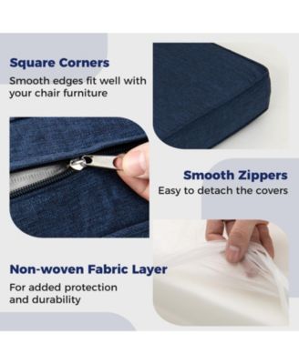 2-Pack Outdoor Patio Cushion Set with Removable Covers-Navy