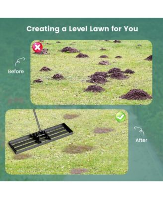 36 x 10 Inch Lawn Leveling Rake with Ergonomic Handle