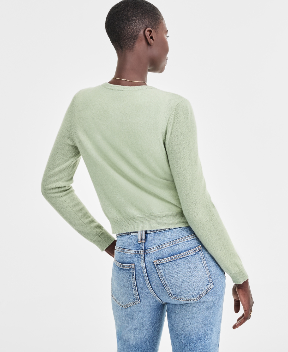 Charter Club Women's 100% Cashmere Crewneck Cardigan, Macy's Exclusive In Green