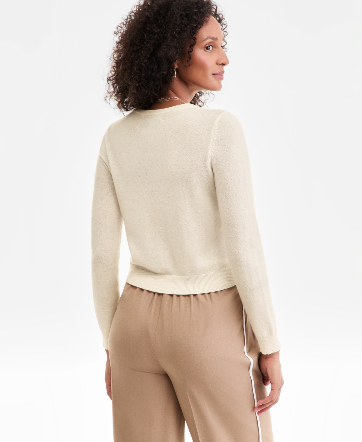 Charter Club Women's 100% Cashmere Crewneck Cardigan, Macy's Exclusive In White