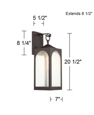 Tyne Modern Outdoor Wall Light Fixtures Set of 2 Bronze Metal 20 1/2" Seedy Glass for Post Exterior Barn Deck House