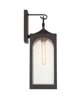 Tyne Modern Outdoor Wall Light Fixtures Set of 2 Bronze Metal 20 1/2" Seedy Glass for Post Exterior Barn Deck House