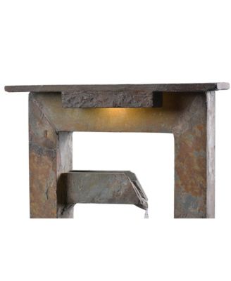Zigzag Zen 49" High Large Modern Indoor Outdoor Decor Slate Stone Floor Fountain with Light LED Waterfall