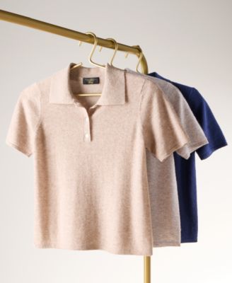 Women's 100% Cashmere Short-Sleeve Polo Sweater, Macy's Exclusive