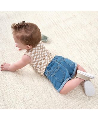 Baby Gender Neutral Cuffed Denim Shorts, Dark Denim Wash
