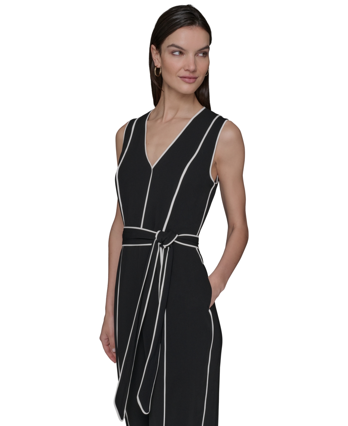 Karl Lagerfeld Women's Contrast Trim Jumpsuit