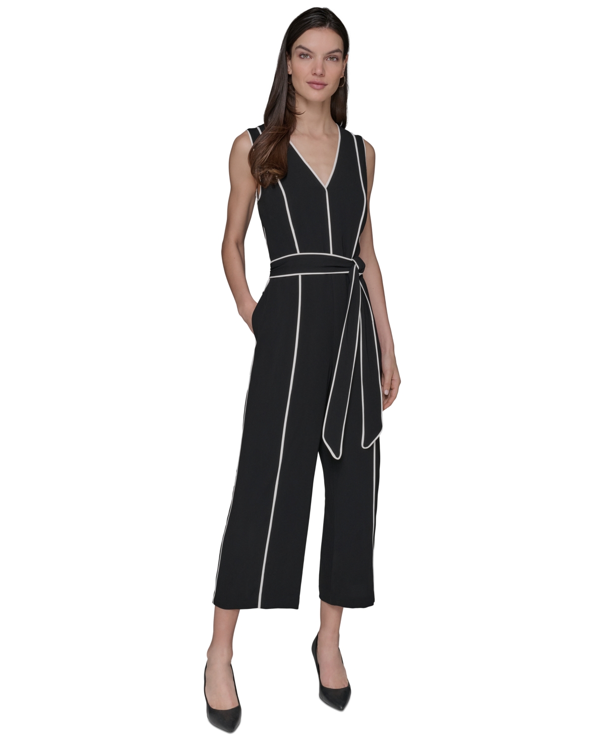 Karl Lagerfeld Women's Contrast Trim Jumpsuit