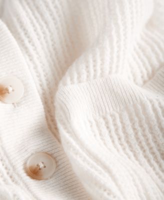Women's 100% Cashmere Pointelle Boyfriend Cardigan, Macy's Exclusive