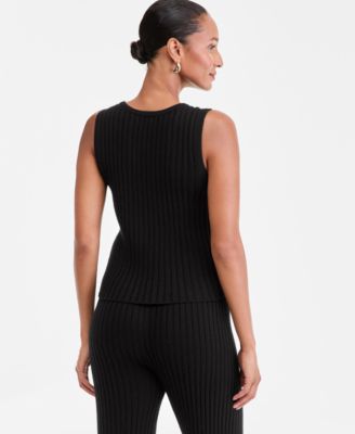 Petite Rib-Knit Cashmere Crewneck Tank Top, Exclusively at Macy's 