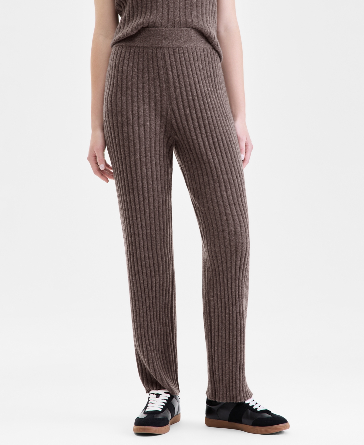 Charter Club Womens 100 Cashmere Ribbed Pull On Pants Pxs Xxl Macys Exclusive In Brown