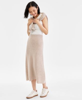 Women's 100% Cashmere A-Line Shaker Midi Skirt, Macy's Exclusive