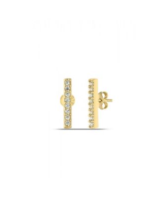 Spero London Sterling Silver Zirconia Bar Stud Earring - Gold 44$