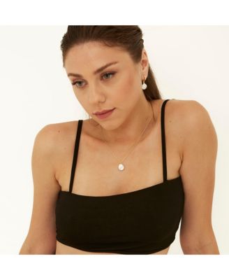 Baroque Flat Pearl Pendant Necklace Sterling Silver