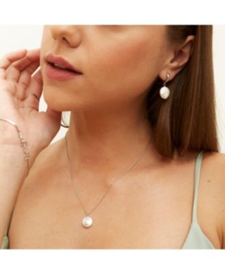 Baroque Flat Pearl Pendant Necklace Sterling