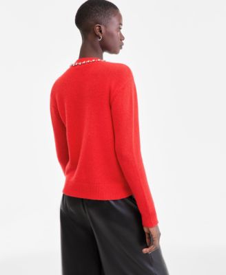 Women's 100% Cashmere V-Neck Rhinestone Cardigan, Macy's Exclusive