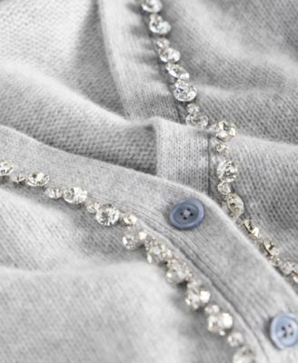 Women's 100% Cashmere V-Neck Rhinestone Cardigan, Macy's Exclusive