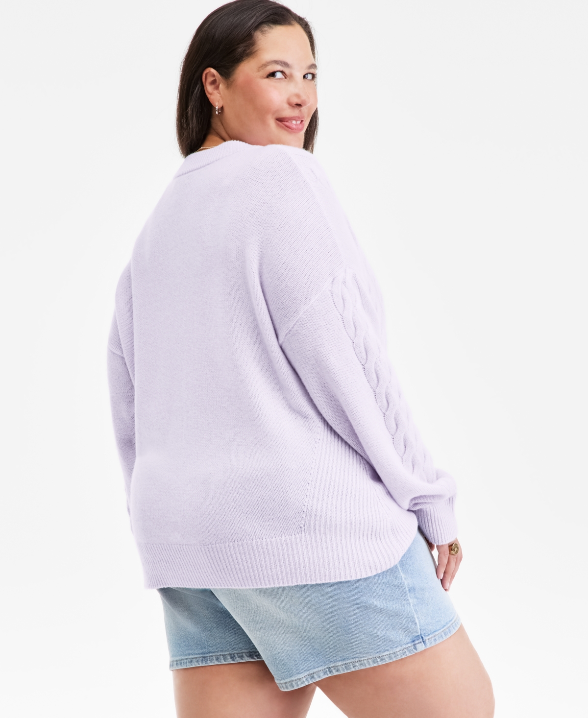 Charter Club Plus Size 100% Cashmere Drop-shoulder Sweater, Macy's Exclusive In Purple