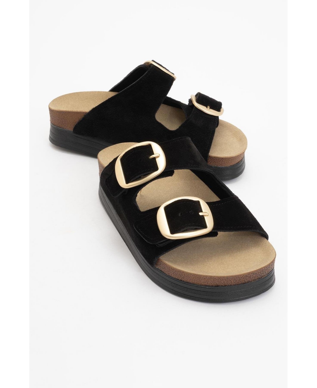 Harbor Suede Leather Two-Strap Sandal (Women) - Beige suede leather