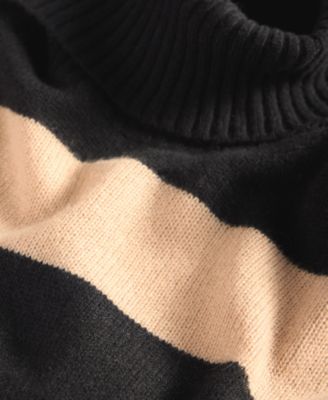 Women's 100% Cashmere Rugby Stripe Step-Hem Turtleneck Sweater, Macy's Exclusive 