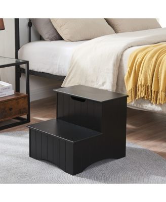 2 Step Wooden Step Stool with Hidden Storage for Adults or Kids, Dog Stairs