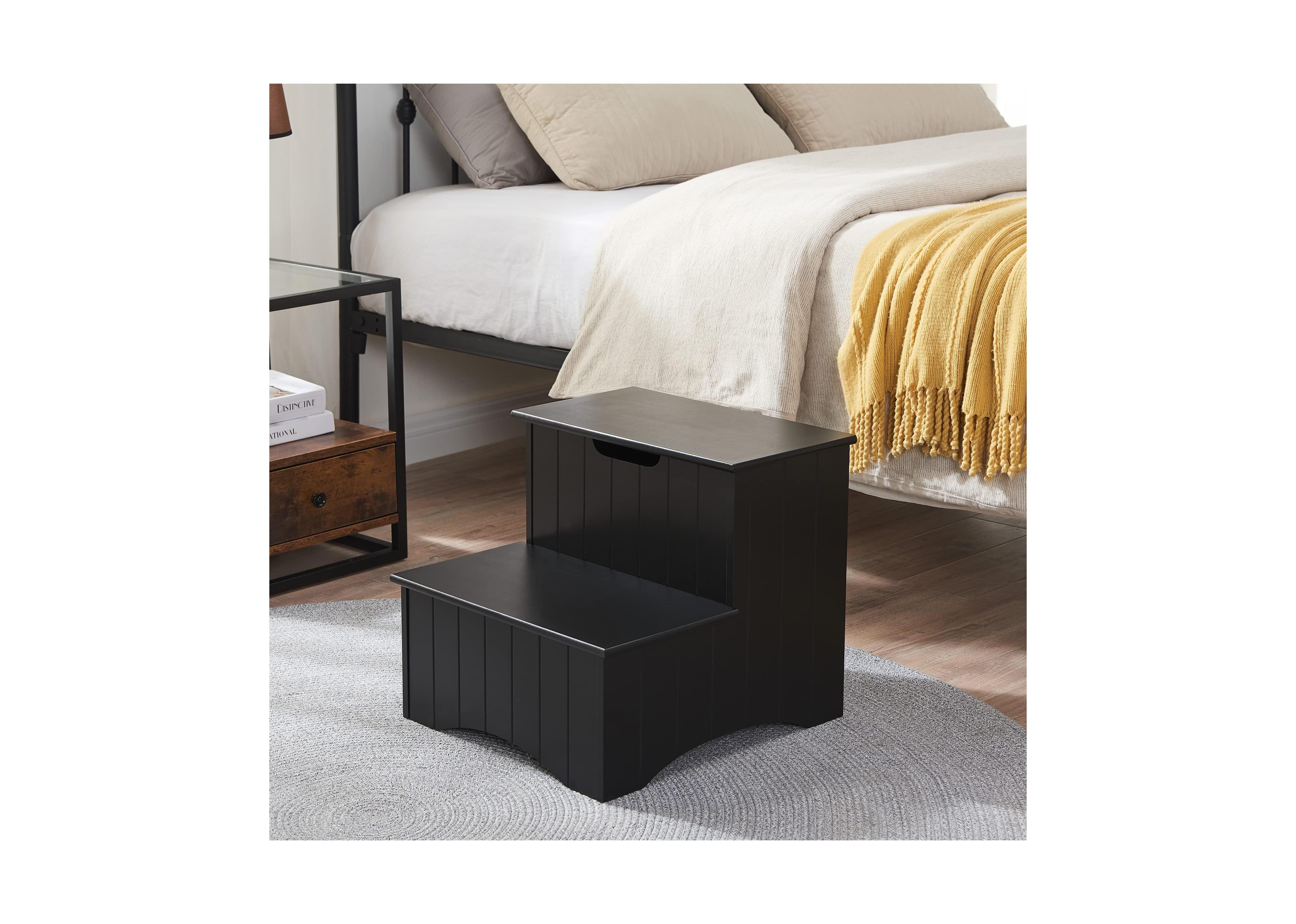 Kings Brand Furniture 2 Step Wooden Stool with Hidden Storage for Adults or Kids, Dog Stairs