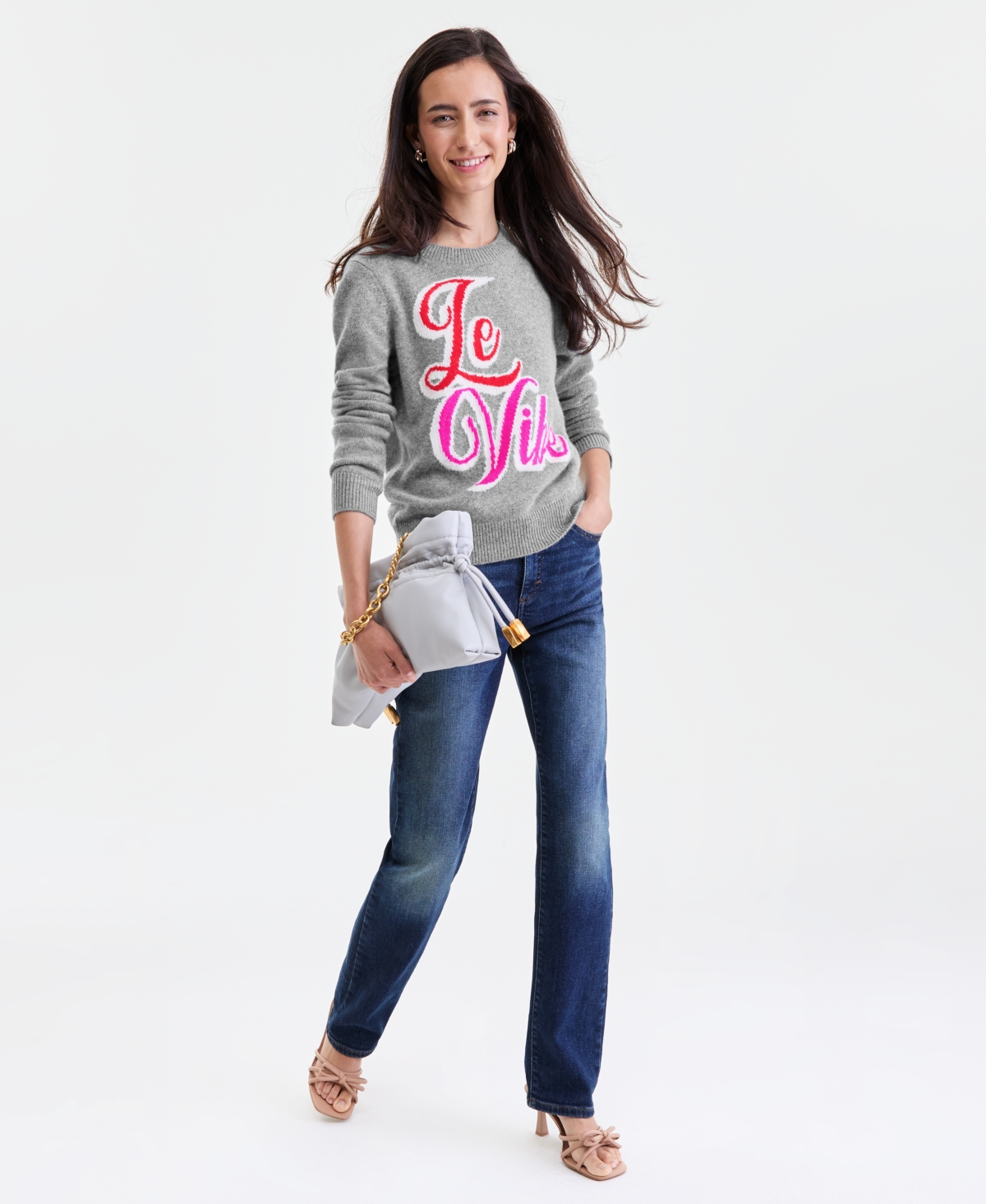 Charter Club Women's 100% Cashmere Le Vibe Chunky Crewneck Sweater, Macy's Exclusive In Gray