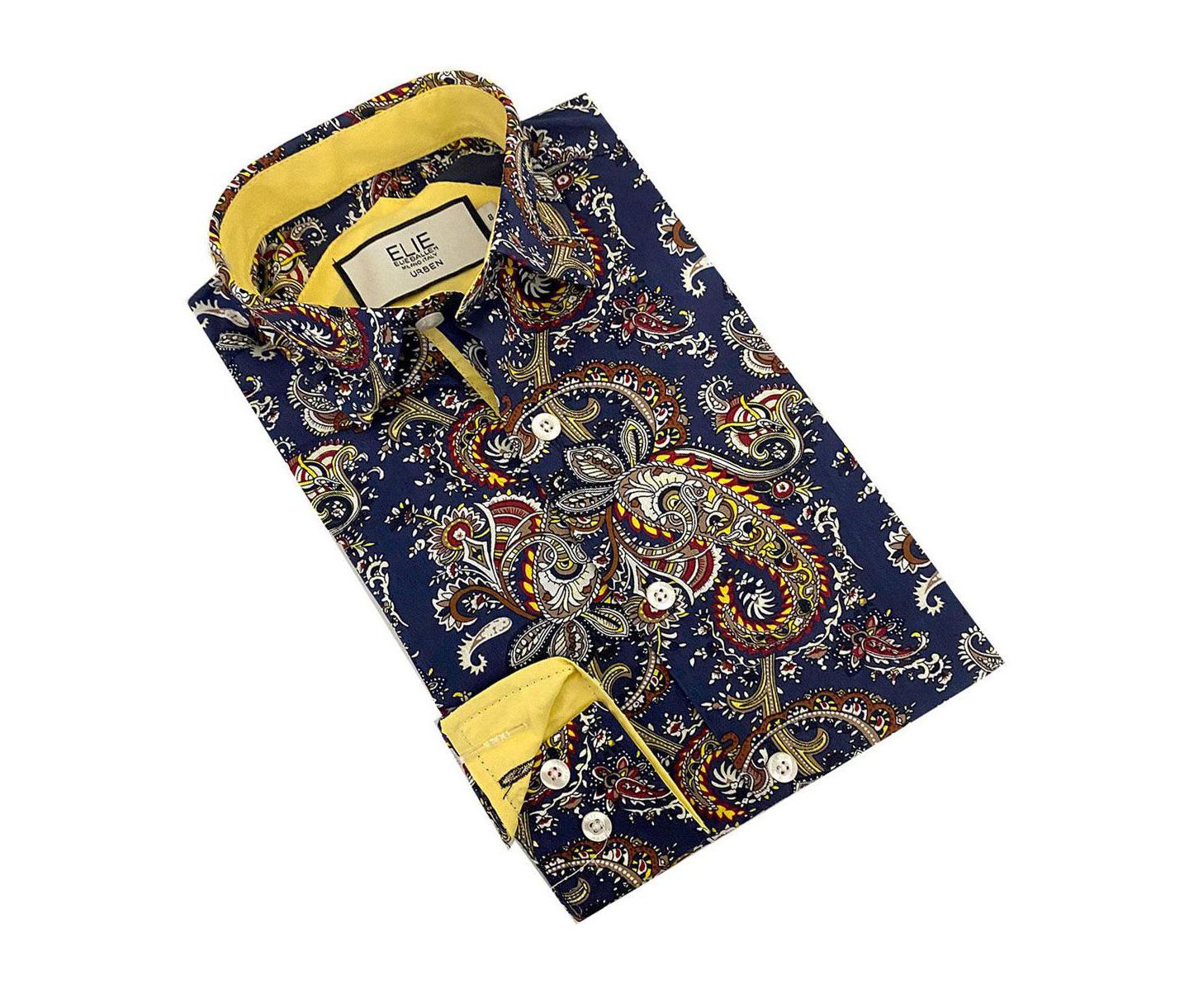 Рубашка Elie Balleh Blue Paisley Slim Fit Shirt для мальчиков, цвет: Синий — фото 2