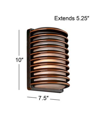 Modern Industrial Outdoor Wall Lights Fixtures Set of 2 Rubbed Bronze 10" Frosted Glass for Exterior House Porch